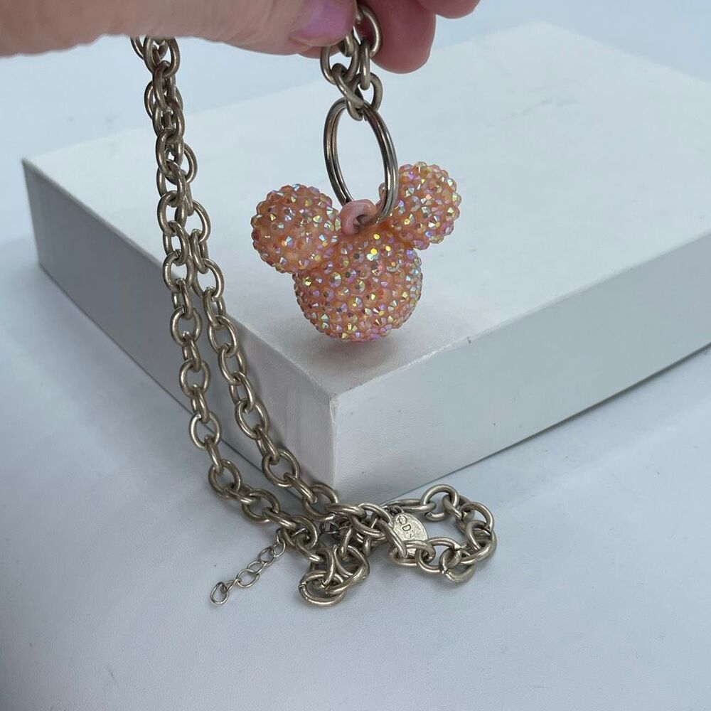 Vintage Disney Disney globe rhinestone pendant necklace bold statement
